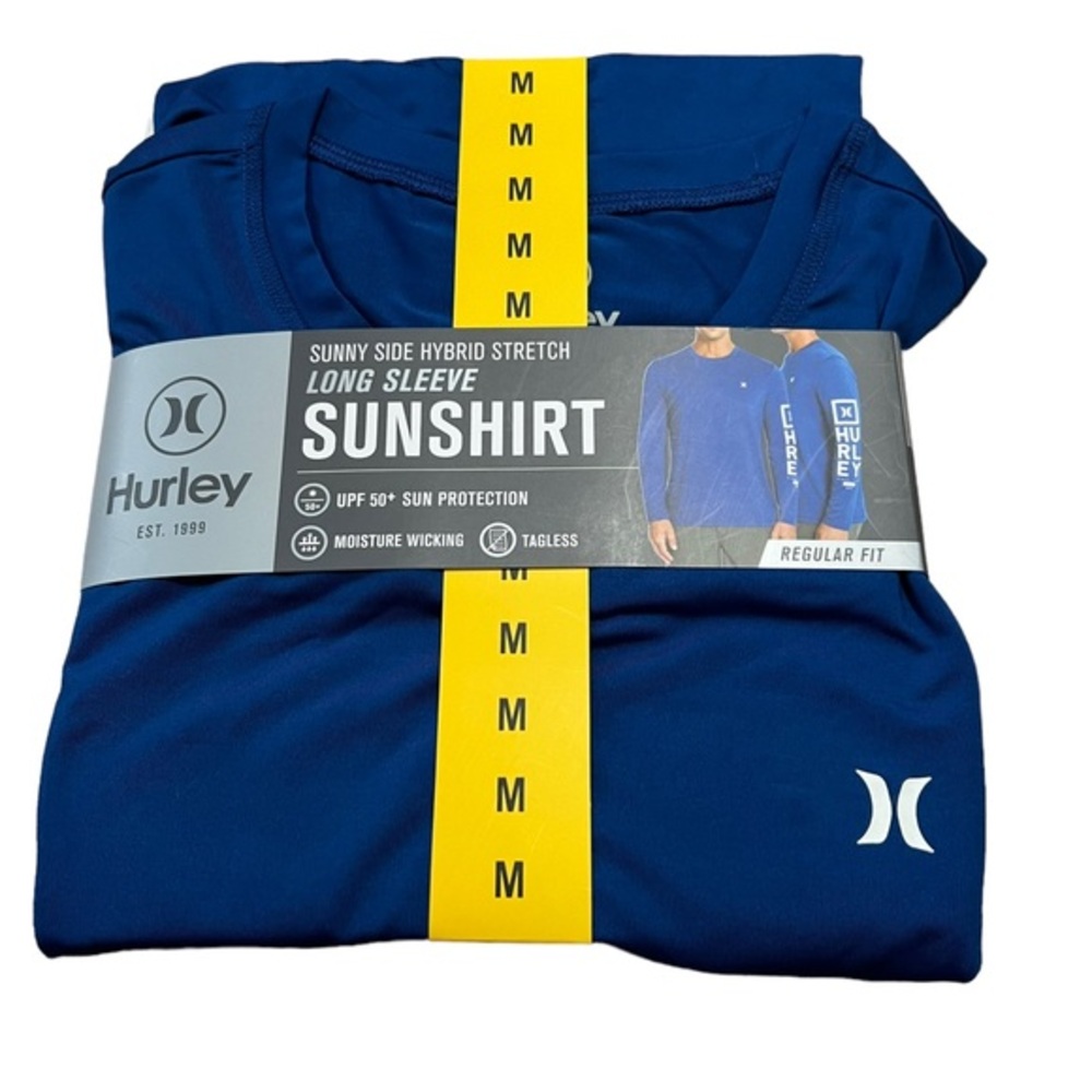 Hurley Blue Sunny Side Hybird Stretch Long Sleeve Sunshirt UPF 50+ Size Medium